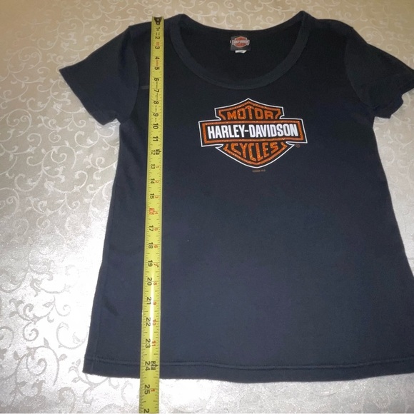 Harley-Davidson Black T Shirt Orange Glitter Bar And Shield Logo Size XL - Picture 15 of 15